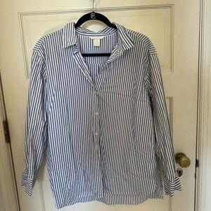 H&M White and Blue Striped Casual Shirt